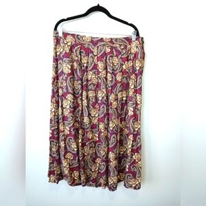 Worthington women's 18W midi paisley print skirt flowy cottagecore offic…
